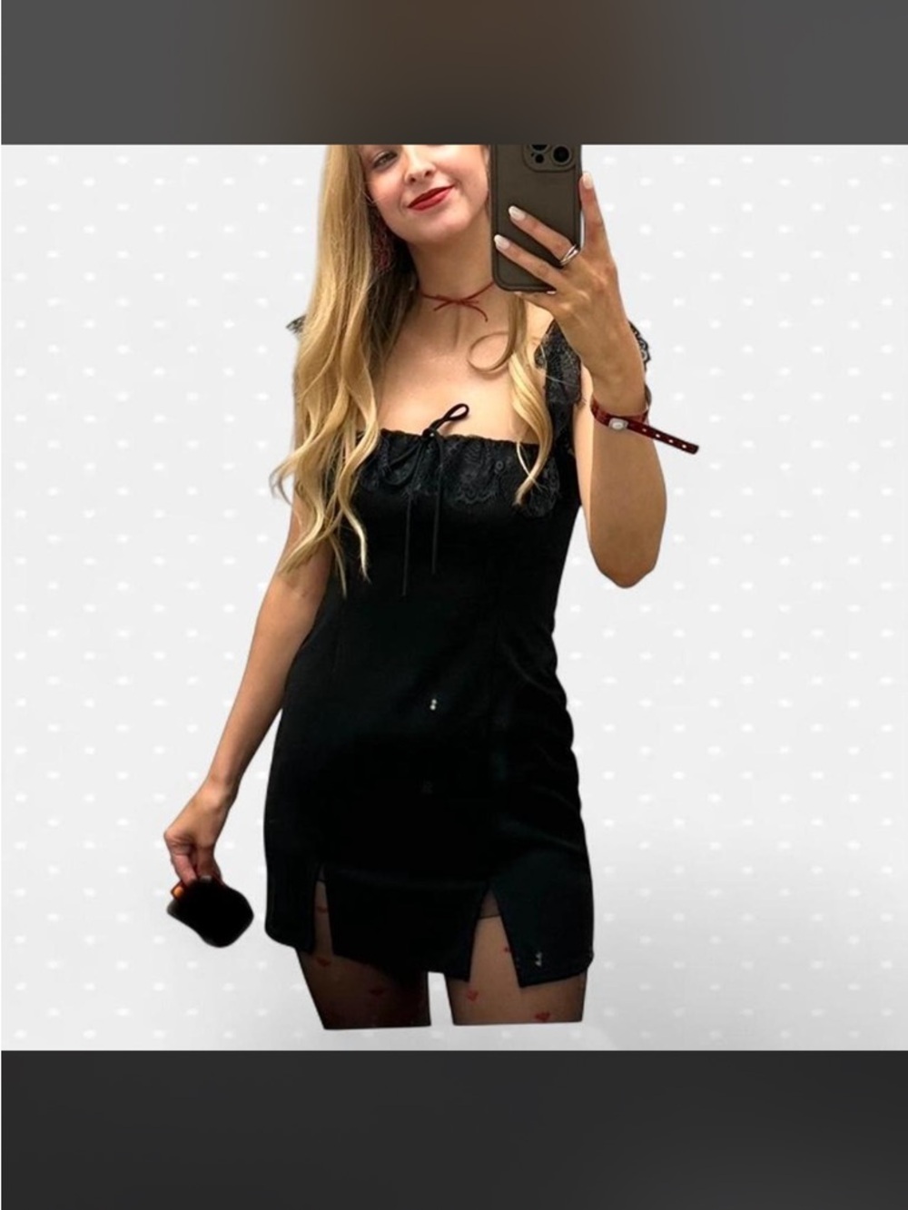 Lucy in the Sky Black Lace-Trim Mini Dress
